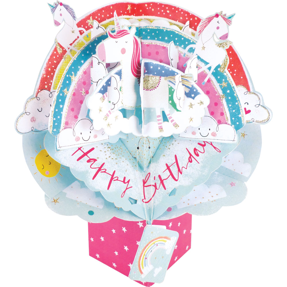 3D Pop Up Birthday Card – Birthday Rainbow & Unicorns – Suki Gifts ...