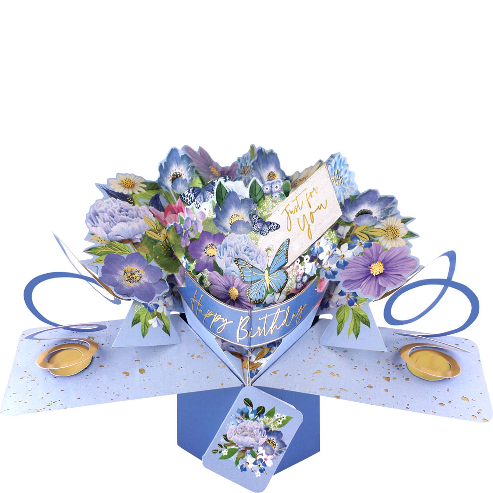 3D Pop Up Birthday Card – Happy Birthday Blue Flowers – Suki Gifts ...