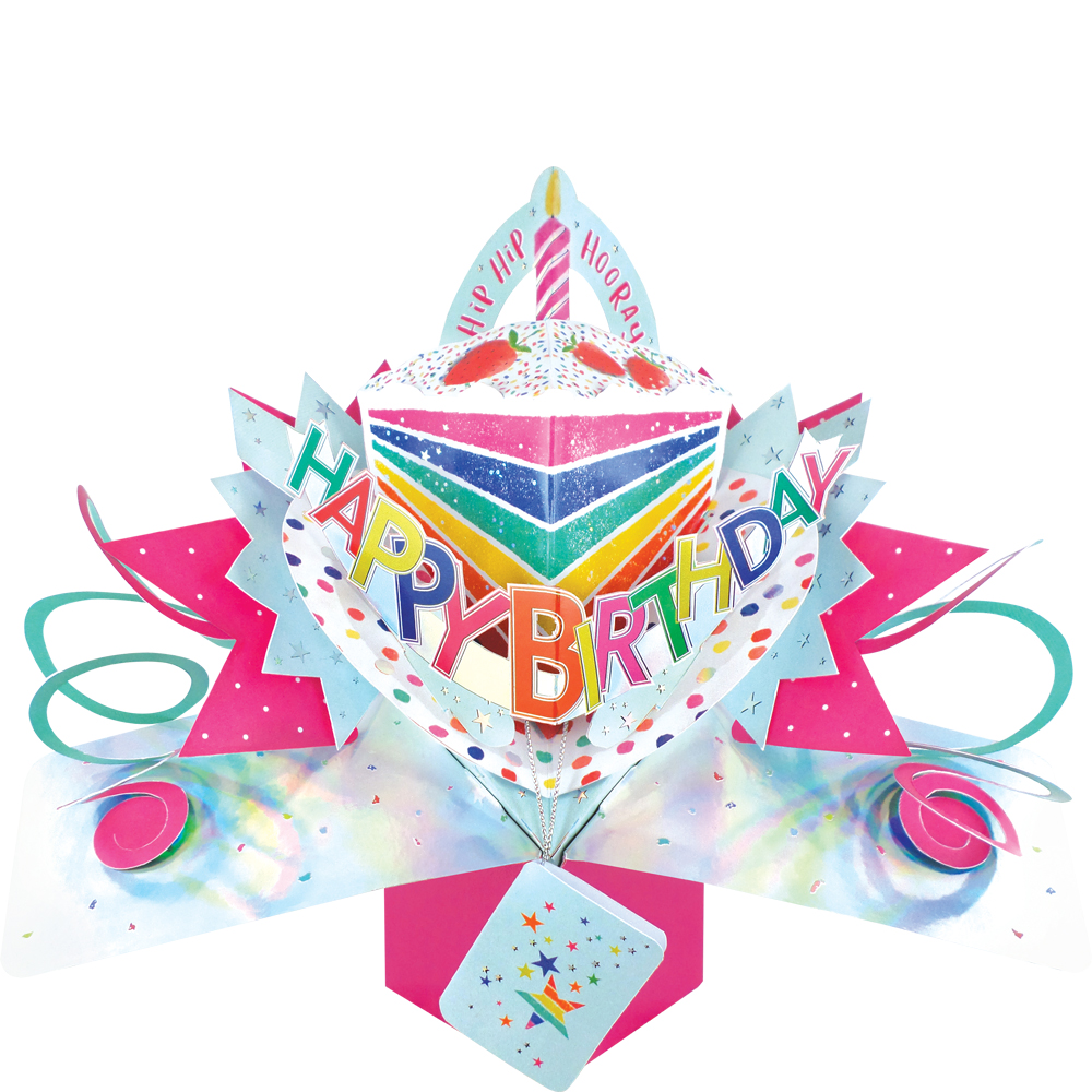 3D Pop Up Birthday Card – Happy Birthday Rainbow Cake Slice – Suki ...